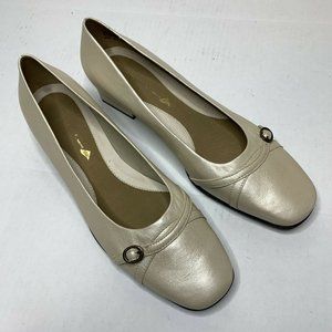 Easy Spirit Featuring Lycra Pearl White Block Heel Shoes